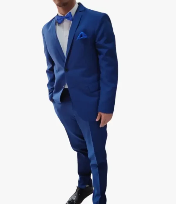 Ambo Moderno Azul Francia - Saco y Pantalón Hombre luciendo ambo moderno de saco y pantalón color azul francia eléctrico de tela tropical de sastrería juan