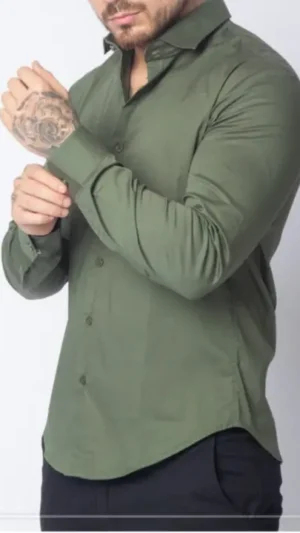 Camisa de Vestir Sastrera verde Camisa de Batista Verde