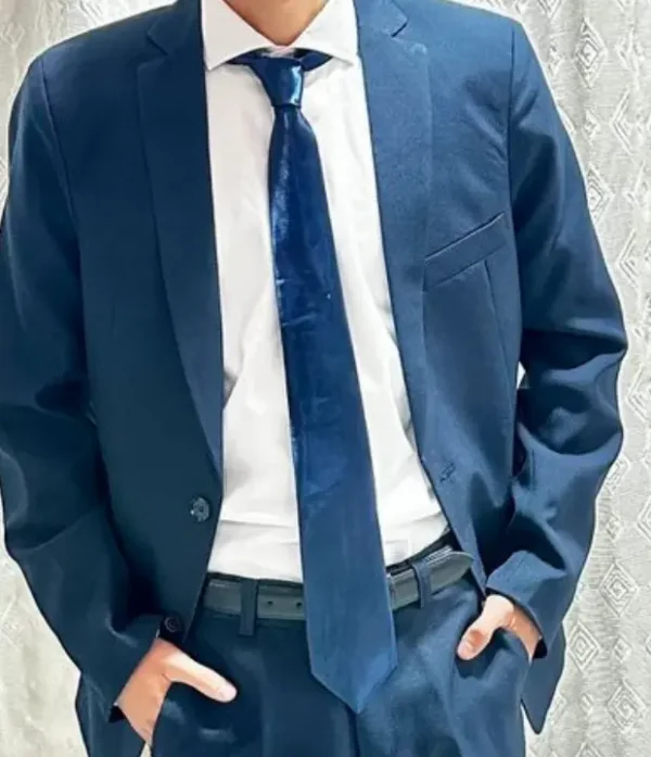Corbata de vestir hombre color azul brillante francia satinada de sastrería juan