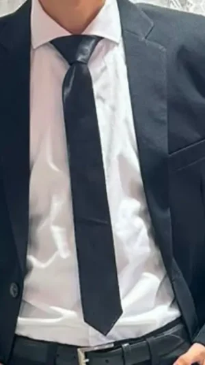 Corbata de vestir hombre color negro satinada clásica de sastrería juan