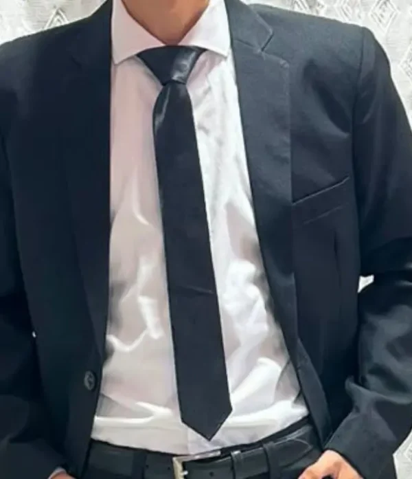 Corbata de vestir hombre color negro satinada clásica de sastrería juan