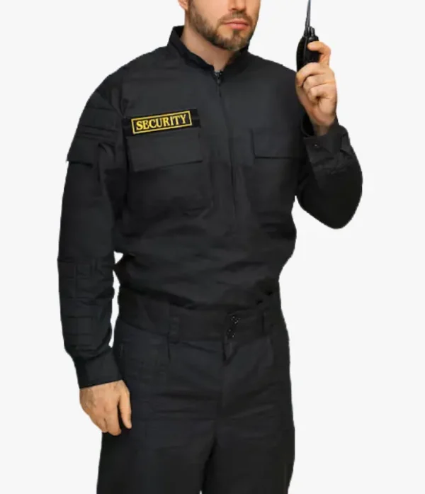 Conjunto completo de uniforme de seguridad general con camisa y pantalon cargo color azul marino de sastrería juan